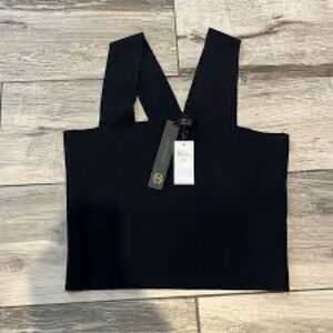 BY HOUSE OF HARLOW 1960 BLACK RIBBED SQUARE NECK WELL MADE TOP!❤️📦
